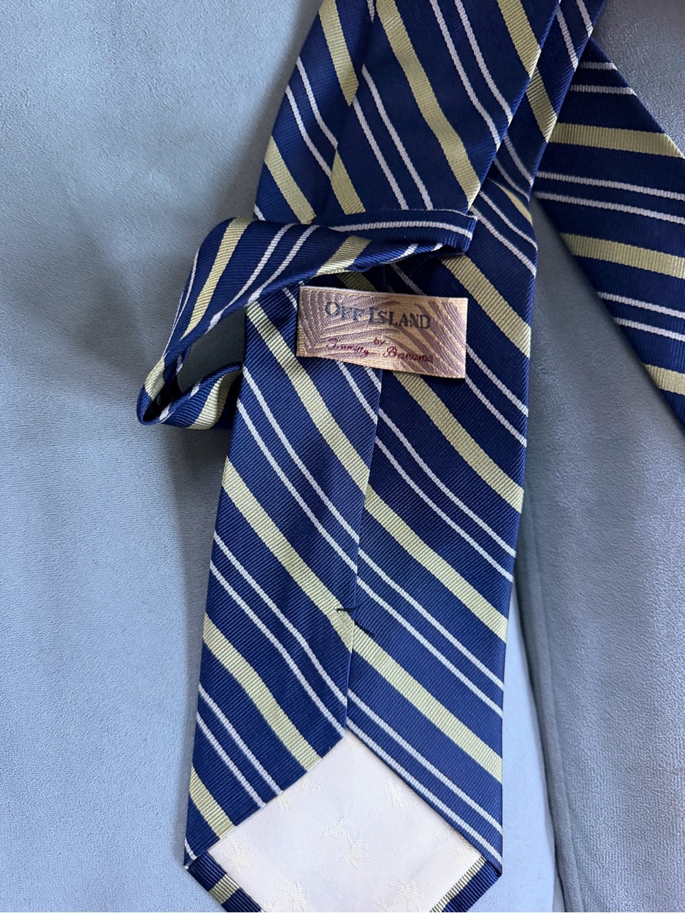 Tommy Bahama Men's Blue & Light Green Striped Silk Tie